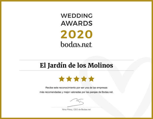 Premio bodas.net 2020 - El Jardín de los Molinos